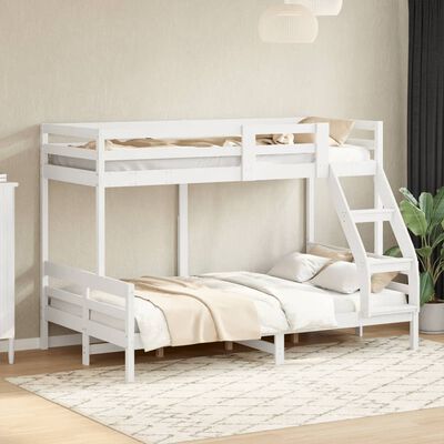 vidaXL divstāvu gulta, 90x200/120x200 cm, balta, priedes masīvkoks