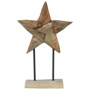 vidaXL Ziemassvētku zvaigzne Brūna 31 x 15 x 46 cm Ciets tek&scaron;a koks