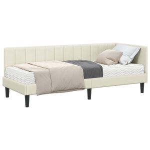 vidaXL Stūra gultas rāmis ar matrači 2 gab. Krēmkrāsa 80 x 200 cm