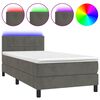 vidaXL atsperu gulta ar matraci, LED, tum&scaron;i pelēks samts, 80x200 cm
