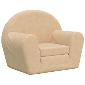 vidaXL bērnu dīvāngultas, krēmkrāsas, mīksts plī&scaron;s