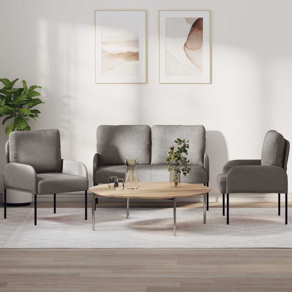 vidaXL Dīvāna komplekti 3 pcs Pelēkbrūna 115 x 56 x 80 cm Saplāksnis