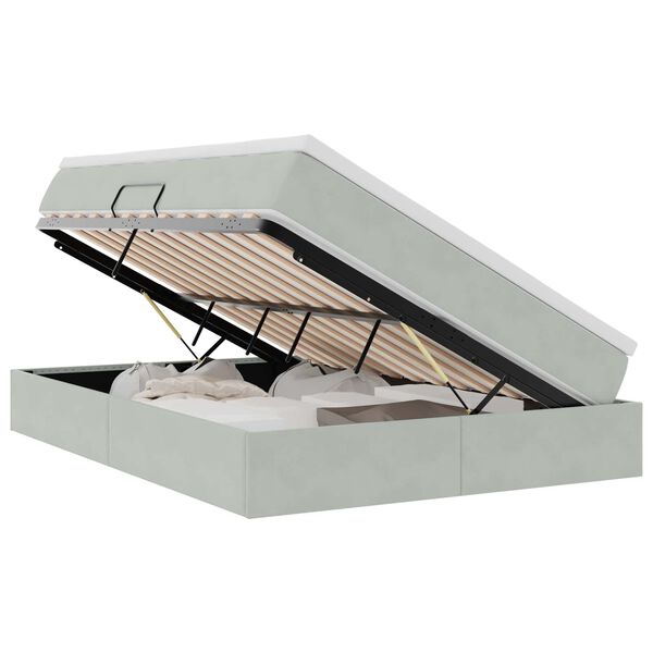 vidaXL Gulta ar uzglabā&scaron;anas vietu un matraci ar matraci Gai&scaron;i pelēks