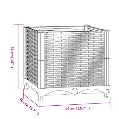 vidaXL puķu kaste, 40x40x38 cm, polipropilēns
