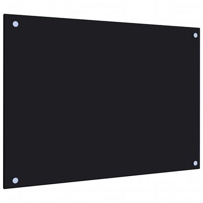 vidaXL virtuves sienas panelis, 70x50 cm, rūdīts stikls, melns