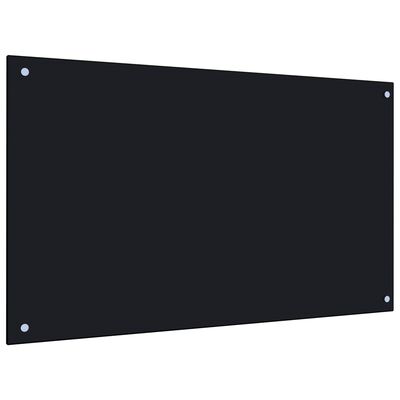 vidaXL virtuves sienas panelis, 100x60 cm, rūdīts stikls, melns