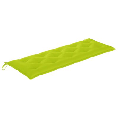 vidaXL sols ar spilgti zaļu matraci, 150 cm, masīvs tīkkoks