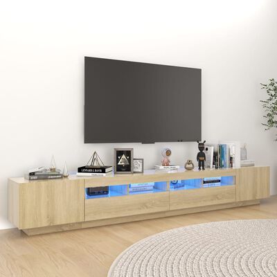 vidaXL TV skapītis ar LED lampiņām, 260x35x40 cm, ozolkoka krāsa
