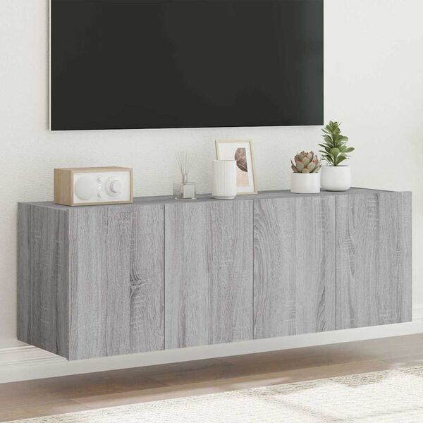 vidaXL TV plaukti ar LED lampiņām, 2 gab., 60x35x41 cm, pelēka ozola