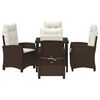 vidaXL Dārza ēdamgalds ar spilvenu 5 pcs Brūna poliratāns