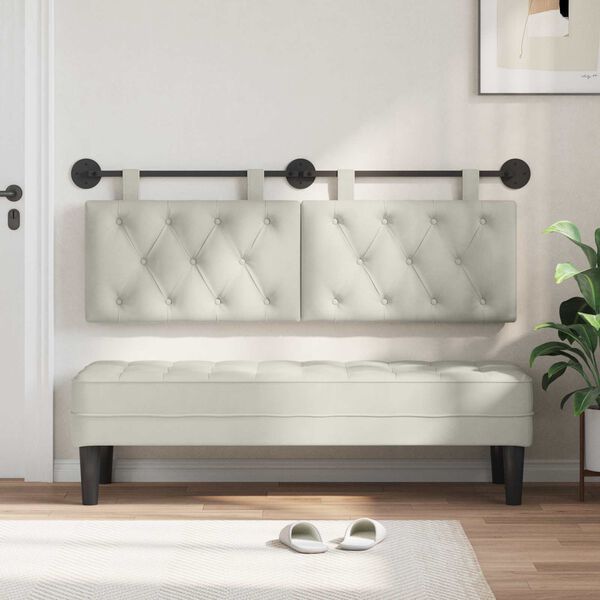 vidaXL Karājo&scaron;s galvgalis Krēmkrāsa 150 x 55 x 7 cm Samts