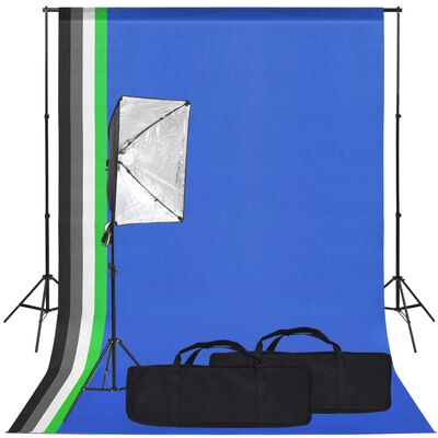 vidaXL fotostudijas komplekts - gaismas izkliedētājs un fons