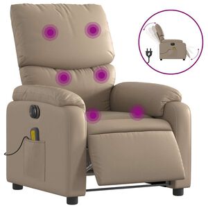vidaXL elektrisks masāžas krēsls, atgāžams, kapučīno mākslīgā āda