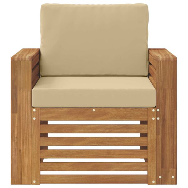 vidaXL Āra dīvānu komplekts Cieta akācijas koks un poliesters Dabiska