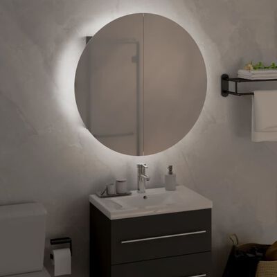vidaXL vannasistabas skapītis, spogulis ar LED, pelēks, 47x47x17,5 cm