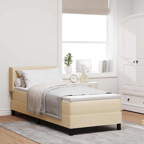 vidaXL Kastītes atsperu gulta ar matraci Krēmkrāsa 200 x 80 cm audums