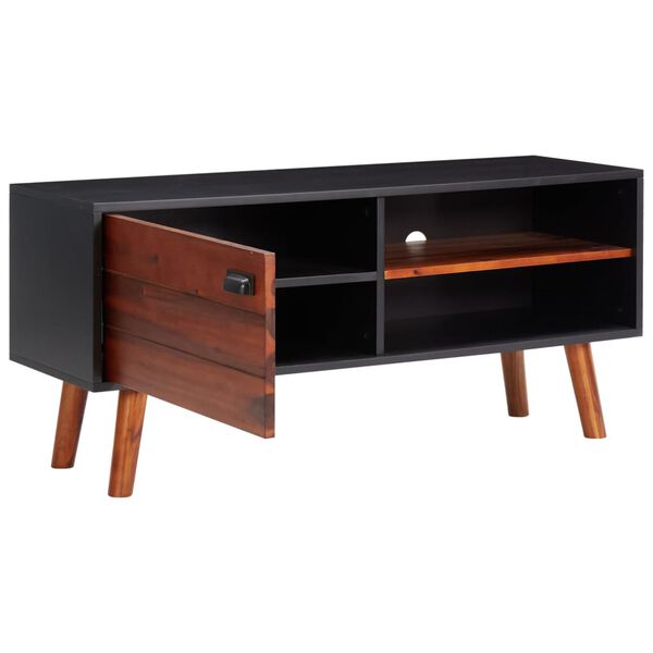 vidaXL TV skapītis, 110x35x50 cm, akācijas masīvkoks un MDF