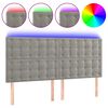 vidaXL gultas galvgalis ar LED, 200x5x118/128 cm, gai&scaron;i pelēks samts