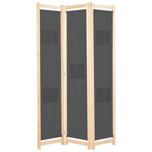 vidaXL 3-paneļu istabas aizslietnis, 120x170x4 cm, pelēks audums