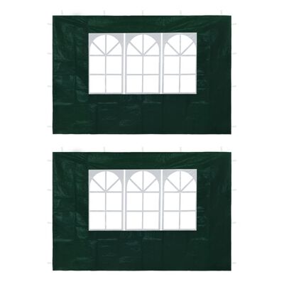 vidaXL dārza telts sānu sienas, 2 gab., ar logiem, zaļas