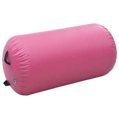 vidaXL piepūšams vingrošanas rullis ar pumpi, 120x90 cm, rozā PVC