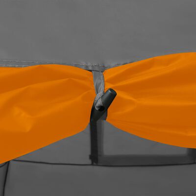 vidaXL iglu telts, 650x240x190 cm, astoņvietīga, pelēka ar oranžu