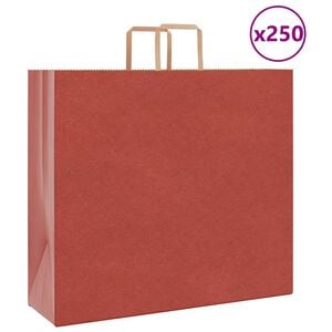 vidaXL papīra maisiņi 250 gab. ar rokturiem, sarkani, 54x15x49 cm