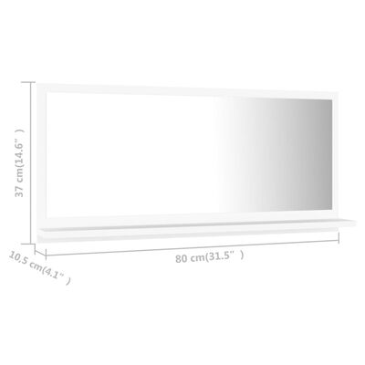 vidaXL vannasistabas spogulis, balts, 80x10,5x37 cm, skaidu plāksne