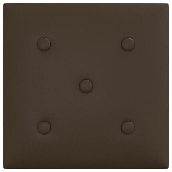 vidaXL Sienas galvgals 12 pcs Brūna 30 x 30 cm Mākslīgā āda