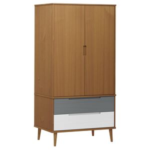 vidaXL skapis MOLDE, brūns, 90x55x175 cm, priedes masīvkoks