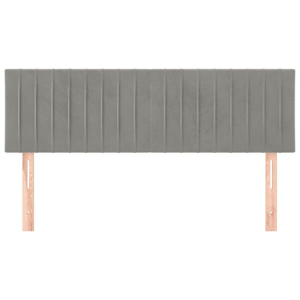 vidaXL gultas galvgaļi, gai&scaron;i pelēks, 144x5x78/88 cm, samts