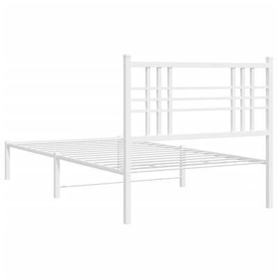 vidaXL gultas rāmis ar galvgali, balts metāls, 90x190 cm