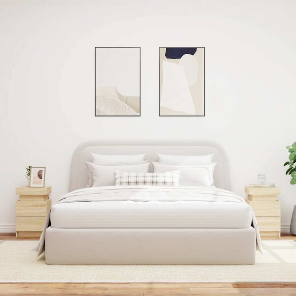 vidaXL naktsskapī&scaron;i ar LED lampiņām, 2 gab., ozola krāsa, 35x39x55 cm