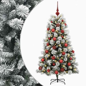 vidaXL Mākslīgā Ziemassvētku eglīte ar eglī&scaron;u bumbām 150 cm 150 LED