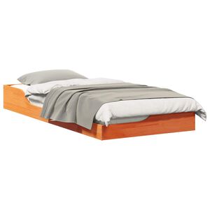 vidaXL Gultas rāmis Vaks brūns 90 x 200 cm Ciets priedes koks