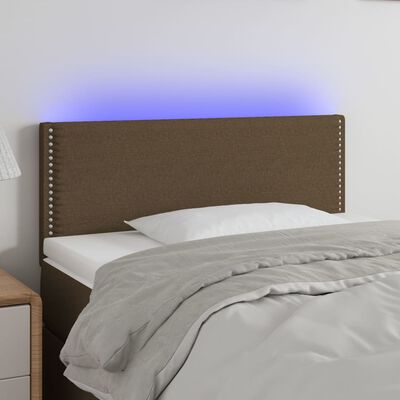 vidaXL gultas galvgalis ar LED, 90x5x78/88 cm, tumši brūns audums