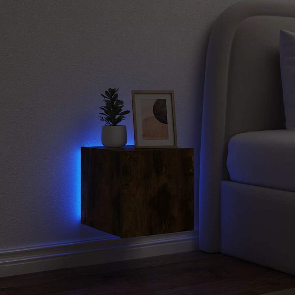 vidaXL TV plaukti ar LED lampiņām, 30,5x35x30 cm, ozolkoka krāsā