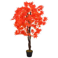 vidaXL mākslīgais augs, kļavas koks ar podiņu, sarkans, 120 cm