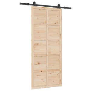 vidaXL Slīdo&scaron;ās durvis 80 x 208 cm Priedes masīvkoks Dabiska