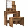 vidaXL tualetes galda komplekts ar LED Old Wood Engineered Wood