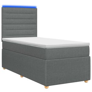vidaXL LED gultas rāmis ar matraci Tum&scaron;i pelēka 80 x 200 cm Audums