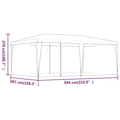 vidaXL svinību telts, ar 6 sieta sienām, 6x4 m, zaļa, HDPE