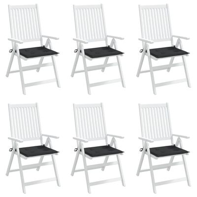 vidaXL dārza krēslu spilveni, 6 gab., melni, 40x40x3 cm, audums