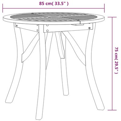 vidaXL dārza galds, Ø 85 cm, akācijas masīvkoks
