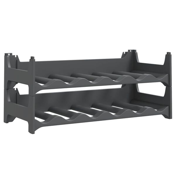 vidaXL vīna plaukts 12 pudelēm, PP, saliekams viens uz otra