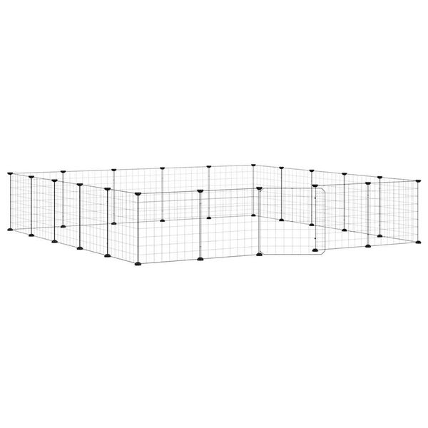 vidaXL 20 paneļu mājdzīvnieku būris ar durvīm, melns, 35x35cm, tērauds