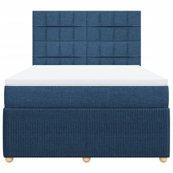 vidaXL atsperu gulta ar matraci, zils, 160x200 cm, audums