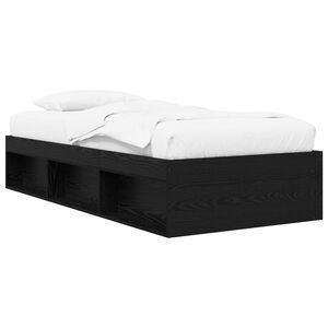 vidaXL Gultas rāmis ar uzglabā&scaron;anu ar plauktu Melns ozols 80 x 200 cm
