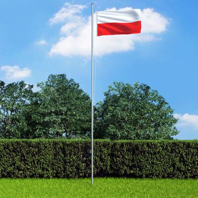 vidaXL Polijas karogs un karoga masts, alumīnijs, 4 m