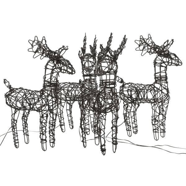 vidaXL Ziemassvētku rotājumi, 4 gab., brieži, 160 silti baltas LED